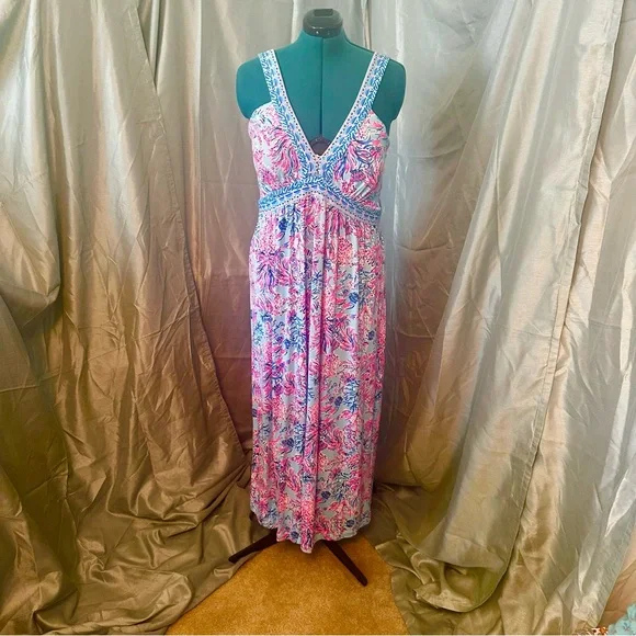 Lilly Pulitzer | Dresses | Lilly Pulitzer Sz6 Vibrant Pink And Blue Dress |  Poshmark